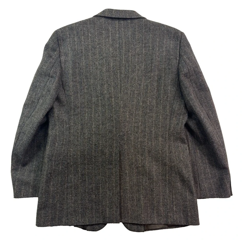 Haggar‎ 42R Vintage 90s tweed blazer jacket gray brown stripe 100% Wool classic